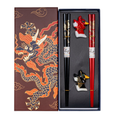 Oriental Dragon Bamboo Chopsticks & Ceramic Rest Gift Set
