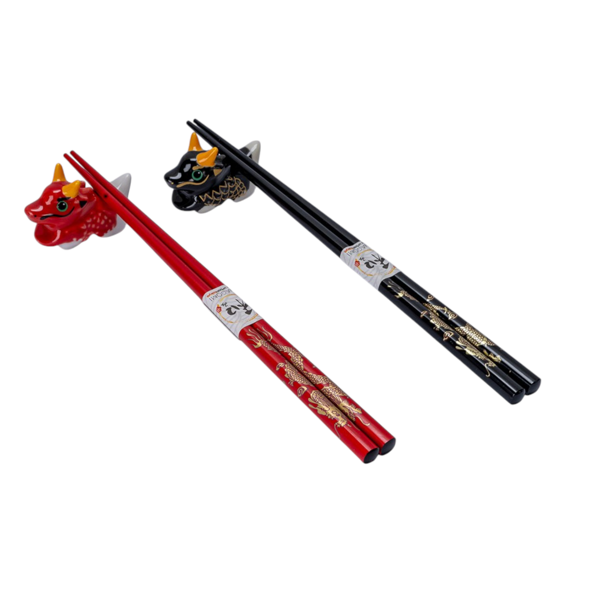 Oriental Dragon Bamboo Chopsticks & Ceramic Rest Gift Set