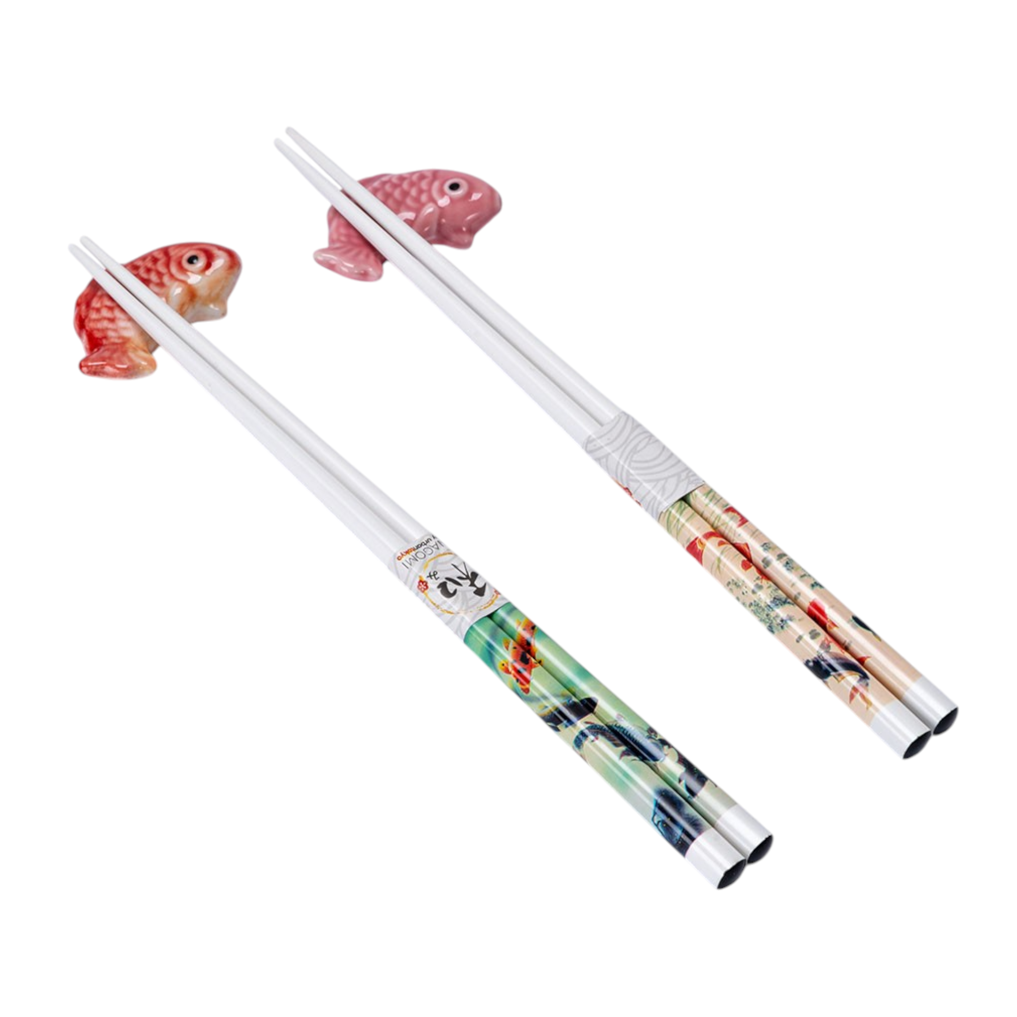 Japanese Koi Fish Bamboo Chopsticks & Ceramic Rest Gift Set