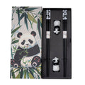 Panda Cat Bamboo Chopsticks & Ceramic Rest Gift Set