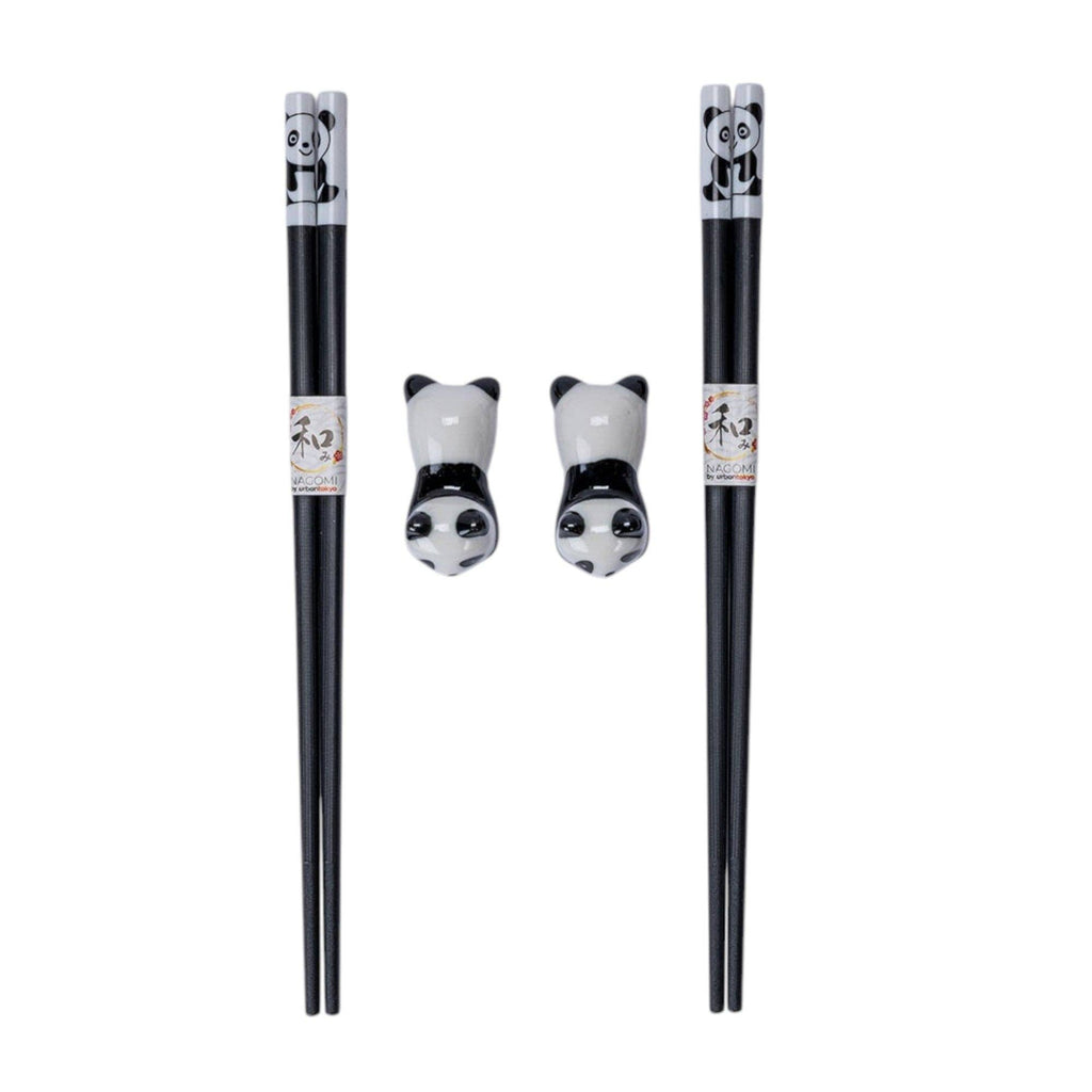 Panda Cat Bamboo Chopsticks & Ceramic Rest Gift Set