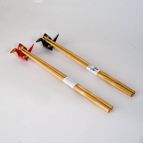 Crane Moon Origami Crane Bamboo Chopsticks & Ceramic Rest Gift Set