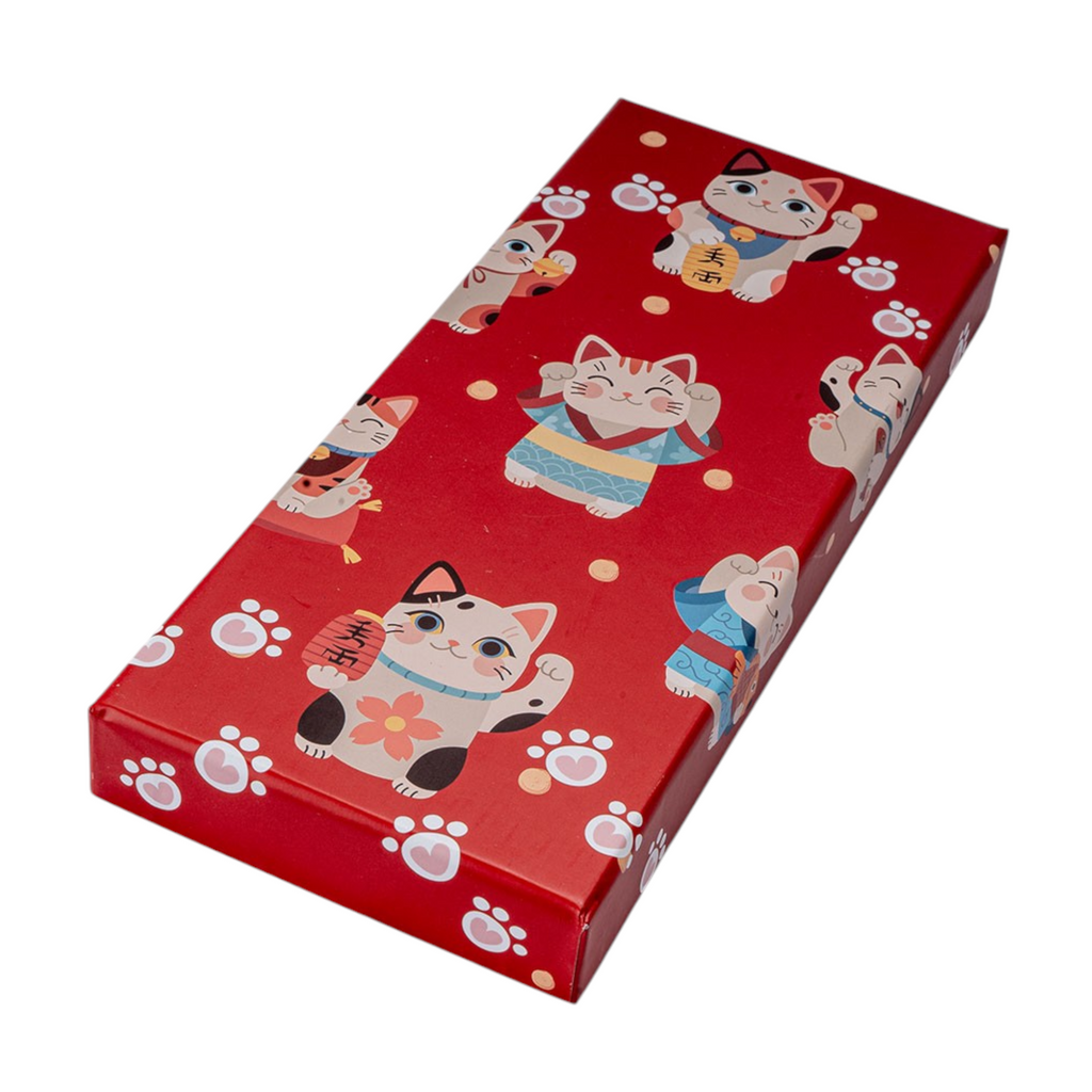 Lucky Cat Neko Bamboo Chopsticks & Ceramic Rest Gift Set