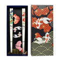 Japanese Koi Fish Bamboo Chopsticks & Ceramic Rest Gift Set